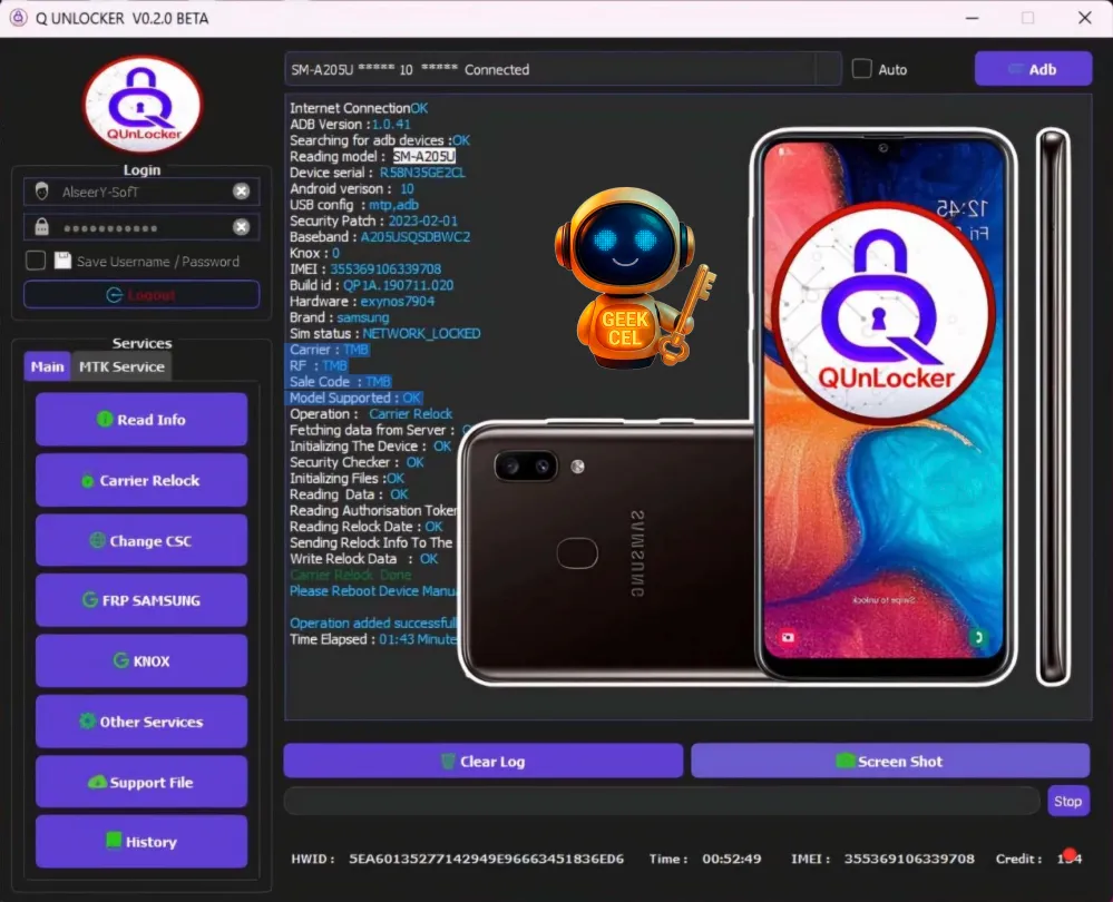Interfaz Q-Unlocker Software