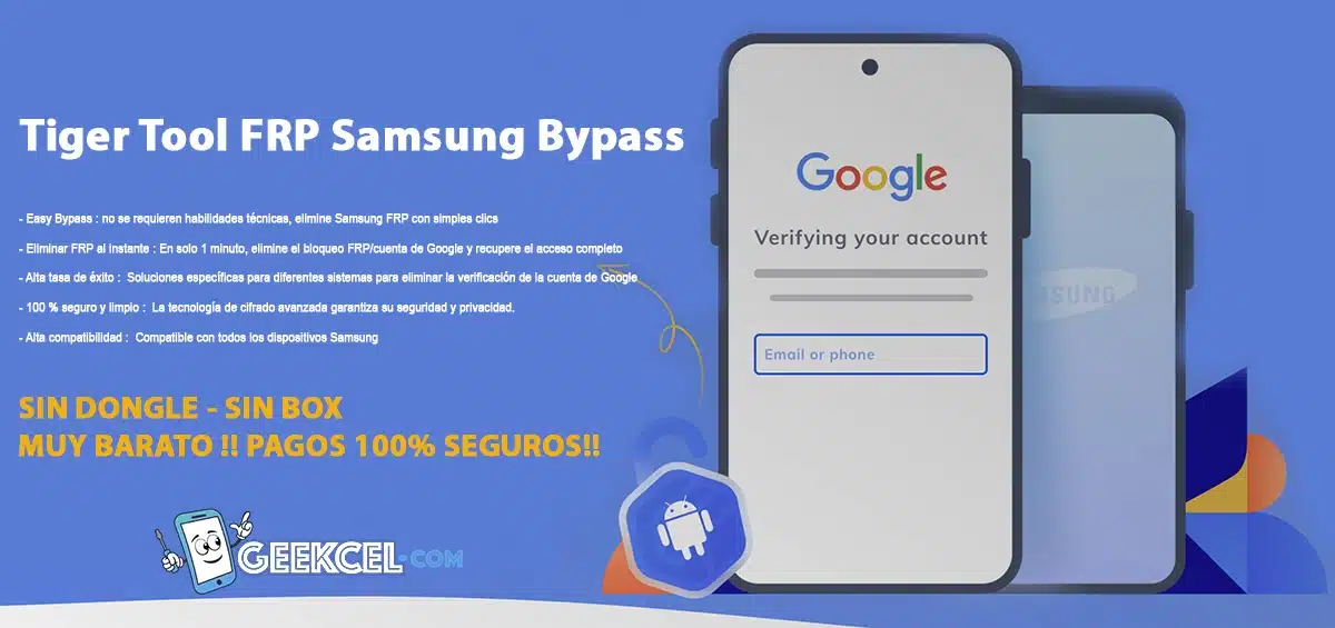 Tiger Tool FRP Samsung Bypass Créditos de Servidor imagen principal