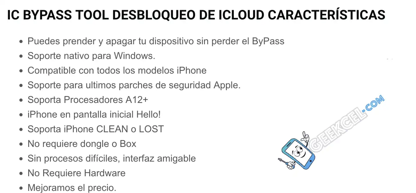 Caracteristicas IC ByPass Tool Caracteristicas IC ByPass Tool