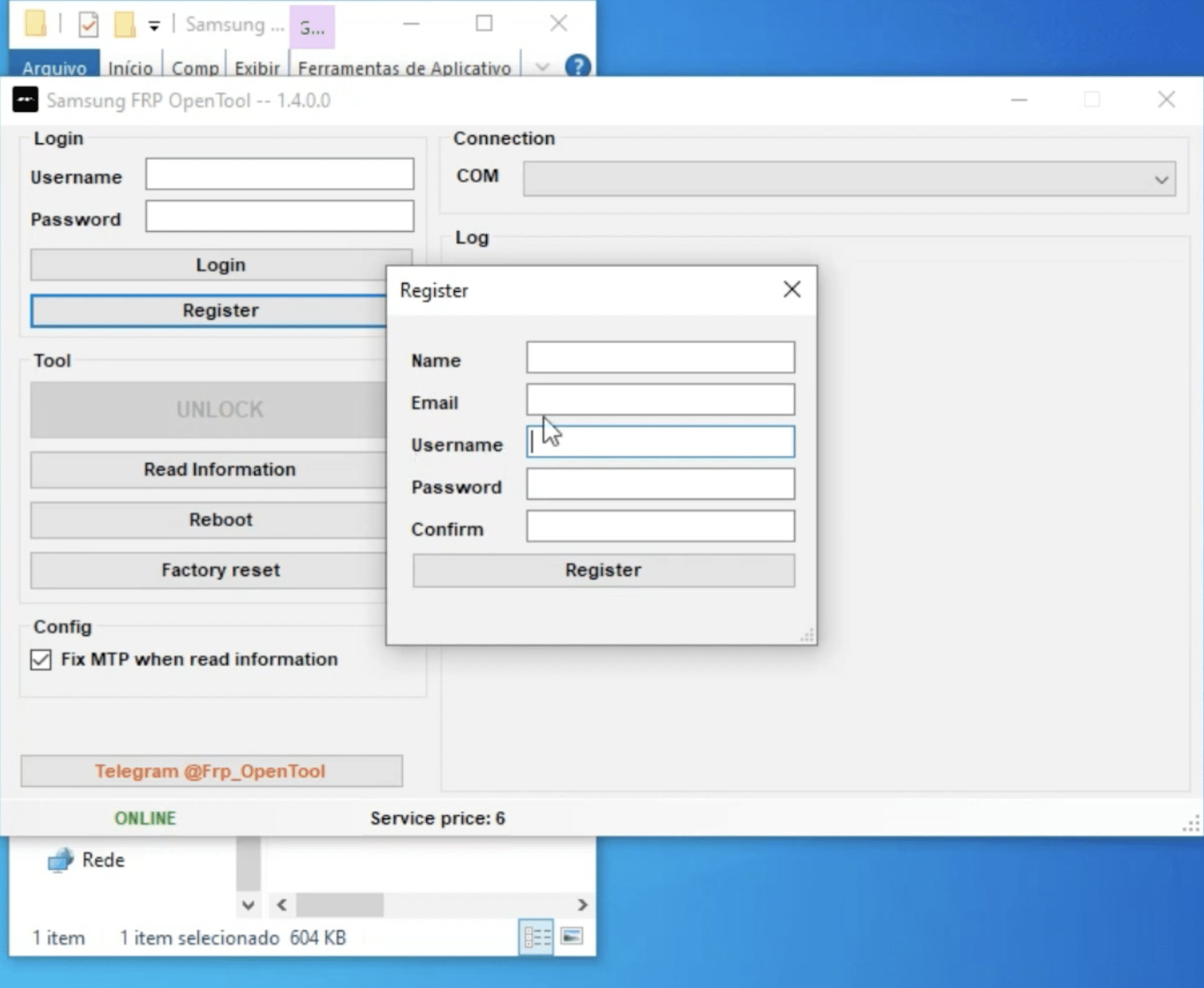 Registro Samsung FRP OpenTool